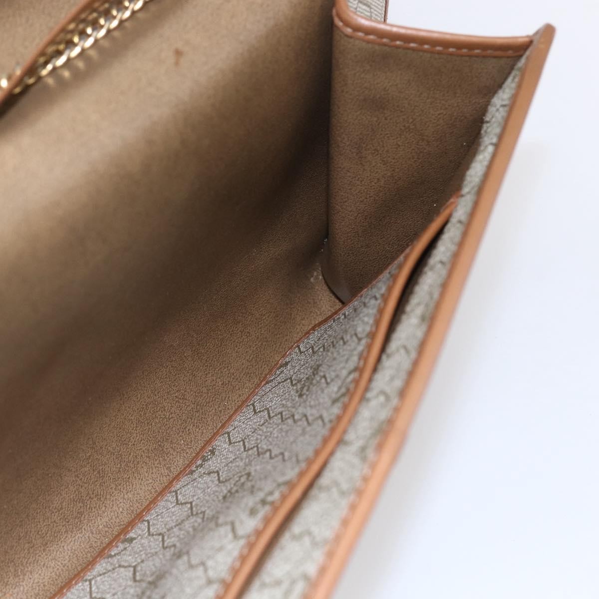 Christian Dior Vintage Honeycomb Chain Canvas Beige Canvas Shoulder Bag Bag (Pre-Owned)