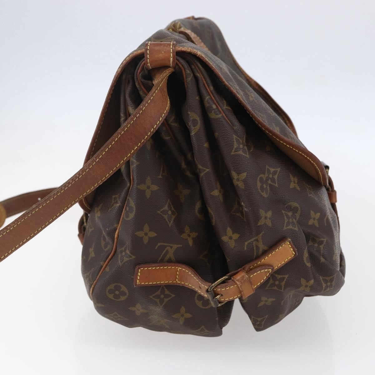 Louis Vuitton Saumur Handbag Monogram Canvas Brown Canvas Shoulder Bag