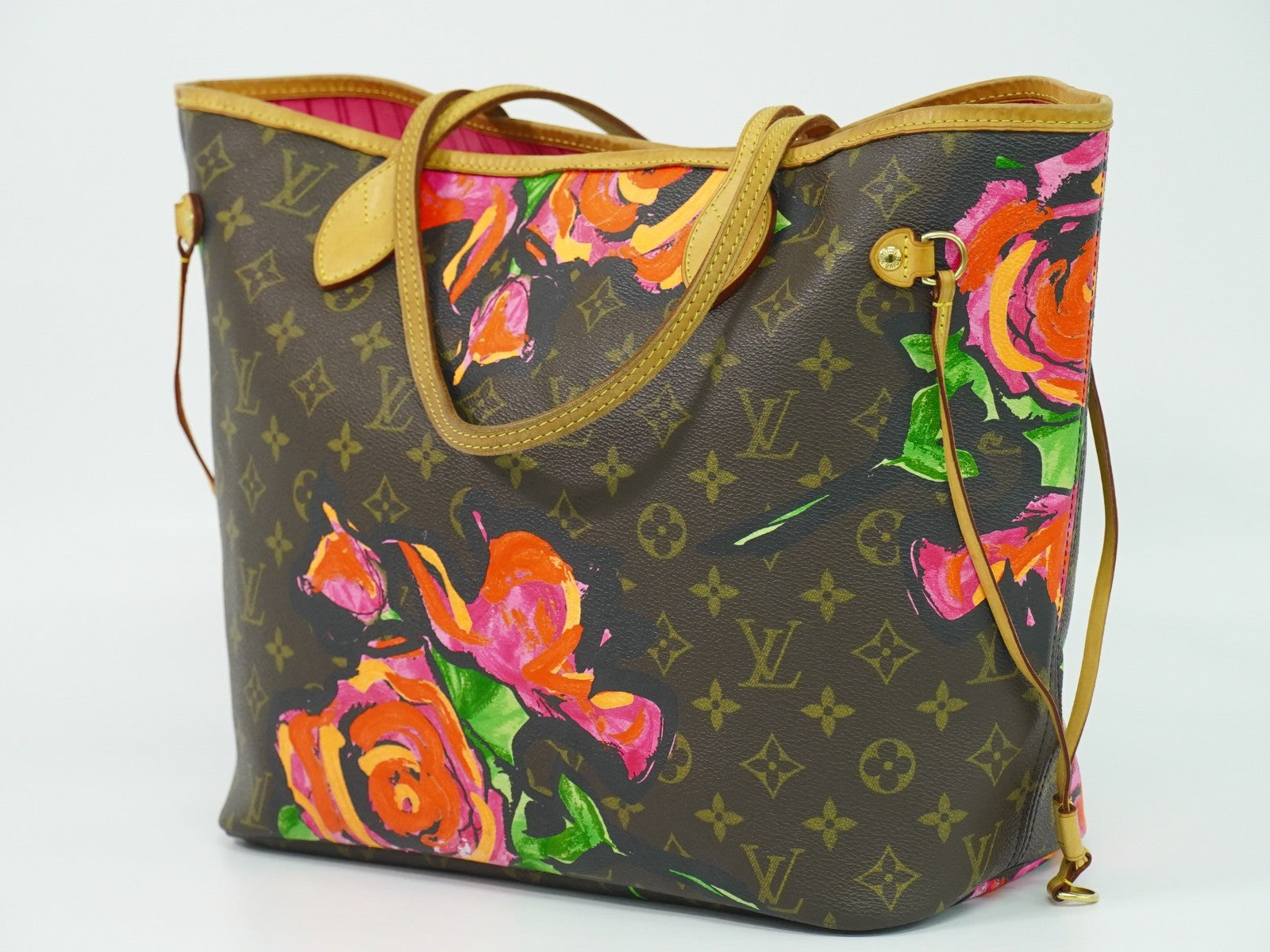 Louis Vuitton Neverfull Tote Limited Edition Monogram Roses Brown Canvas Tote Bag