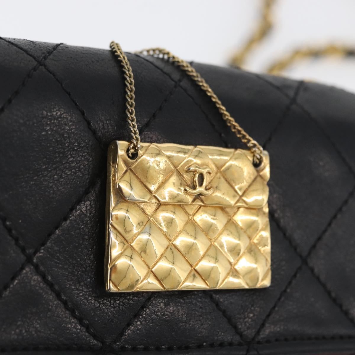Chanel Vintage Square Cc Flap Bag Quilted Lambskin Black Leather Shoulder Bag Bag