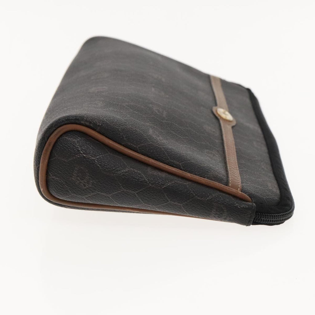 Christian Dior Vintage Honeycomb Zip Pouch Coated Canvas Black Canvas Clutche & Pouche Bag (Pre-Owned)