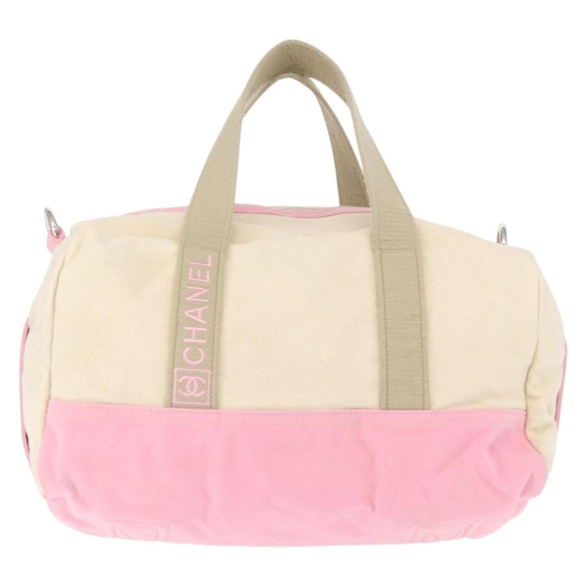 Chanel Sport Line Boston Ba Canvas Pink Canvas Travel Bag Bag