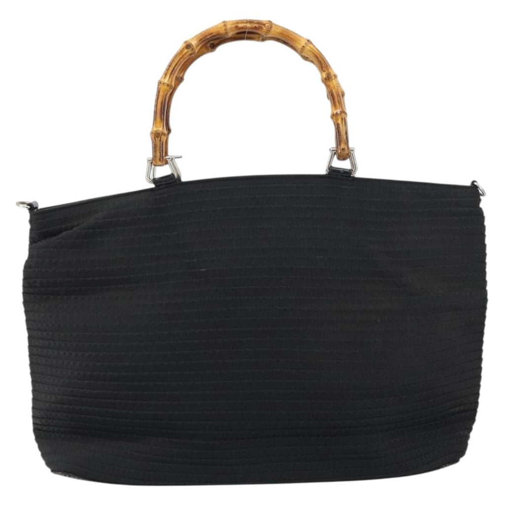 Gucci Vintage Bamboo Handle Bag Nylon Black Nylon Tote Bag Bag (Pre-Owned)