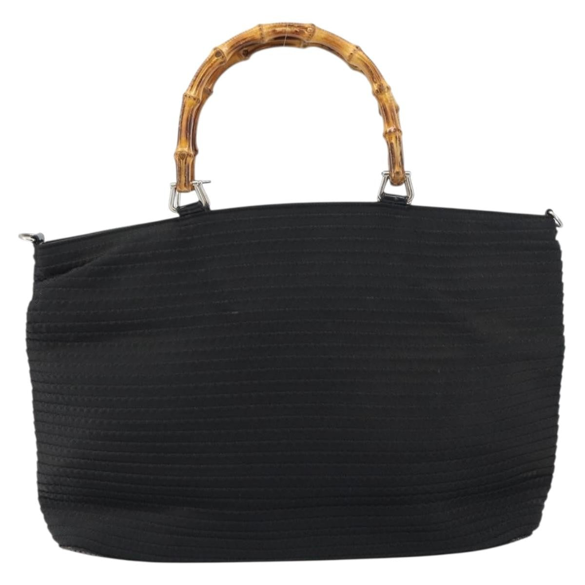 Gucci Vintage Bamboo Handle Bag Nylon Black Nylon Tote Bag Bag (Pre-Owned)