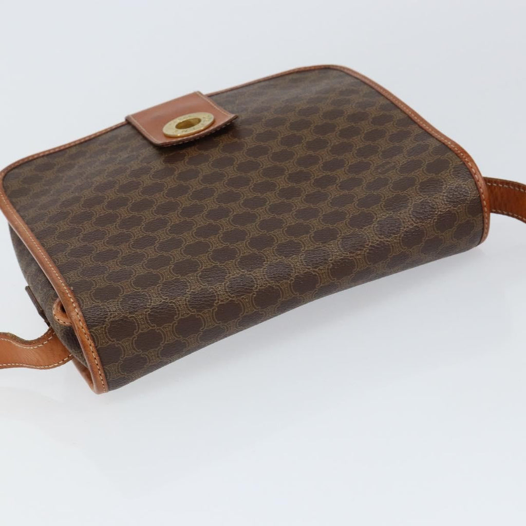 Celine Vintage Macadam Shoulder Bag Canvas And Leather Brown Canvas Shoulder Bag Bag