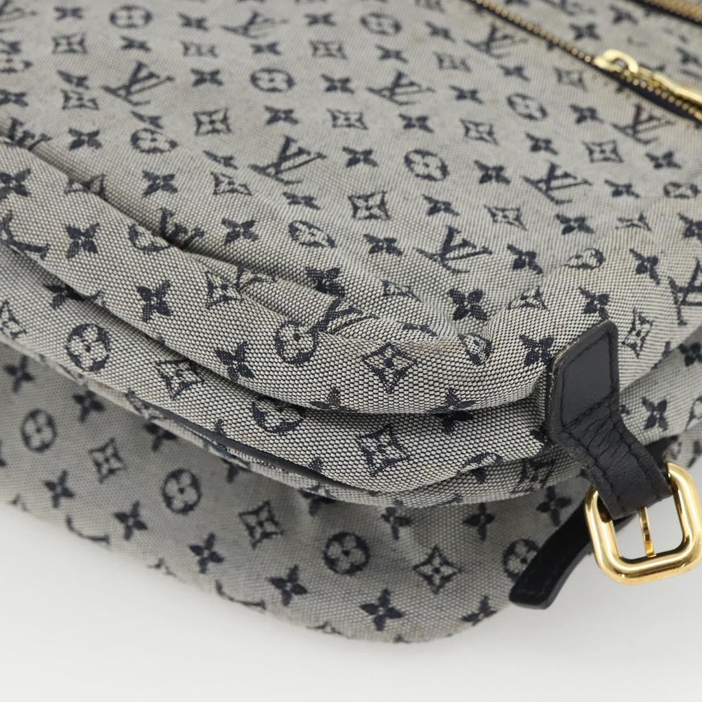 Louis Vuitton Sac Maman Handbag Mini Lin Blue Canvas Shoulder Bag
