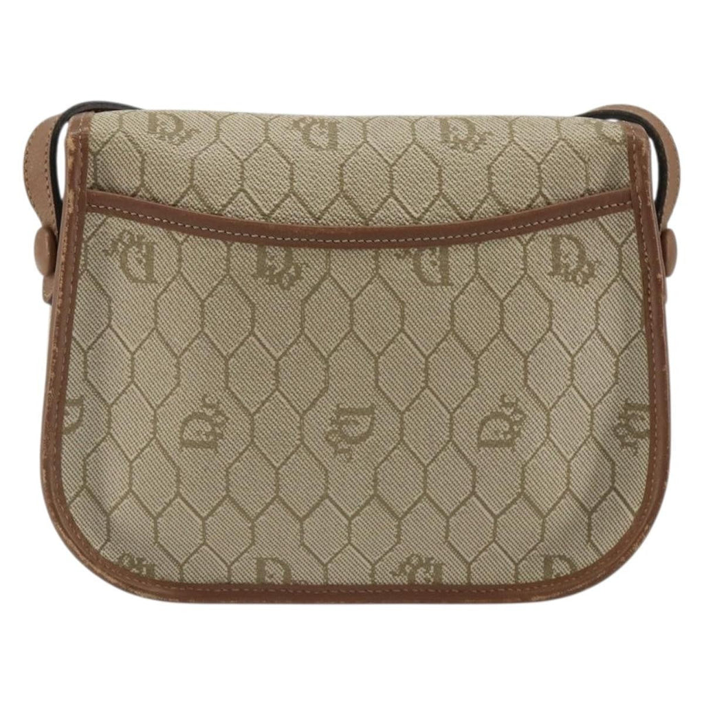 Christian Dior Vintage Honeycomb Flap Crossbody Bag Coated Canvas Beige Canvas Shoulder Bag Bag (Pre-Owned)