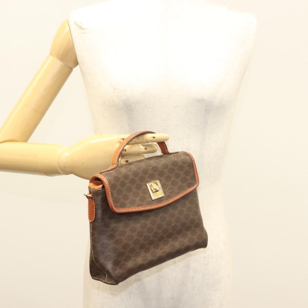 Celine Triomphe Vintage Handbag Macadam Canvas Brown Canvas Bag