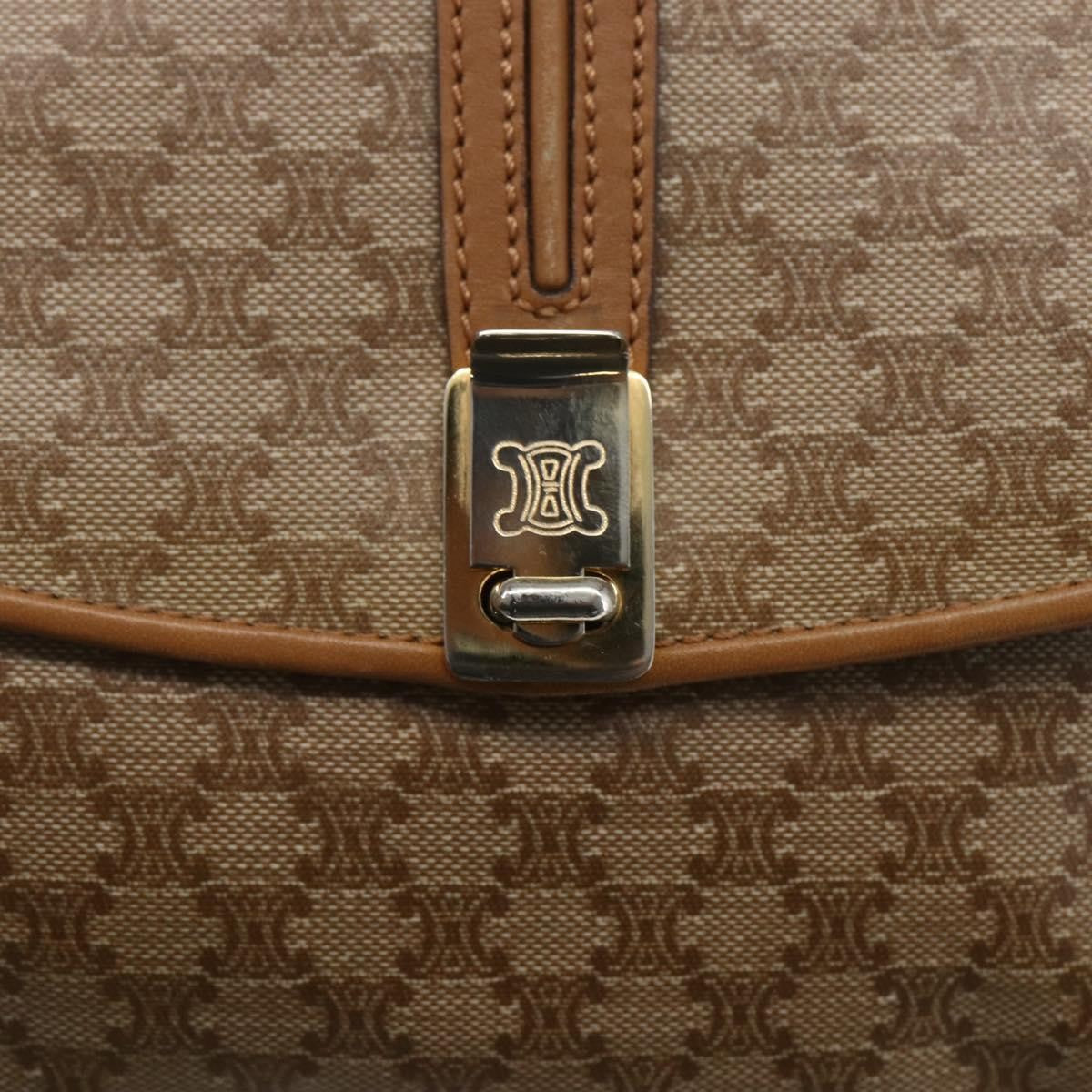 Celine Vintage Macadam Shoulder Bag Canvas And Leather Beige Canvas Shoulder Bag Bag