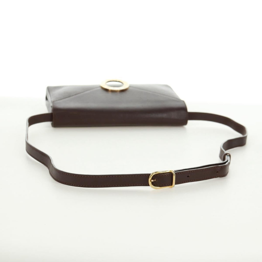 Celine Circle Logo Shoulder Bag Leather Brown Leather Shoulder Bag Bag