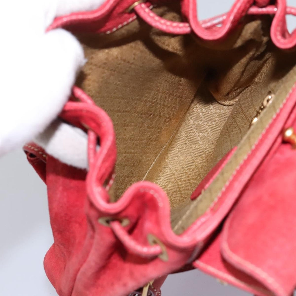 Gucci Gucci Bamboo Backpack Daim Red Suede Backpack Bag (Pre-Owned)