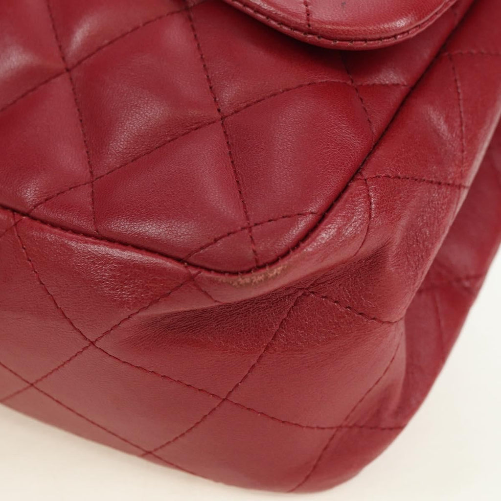 Chanel Classic Single Flap Bag Quilted Lambskin Red Leather Shoulder Bag Bag