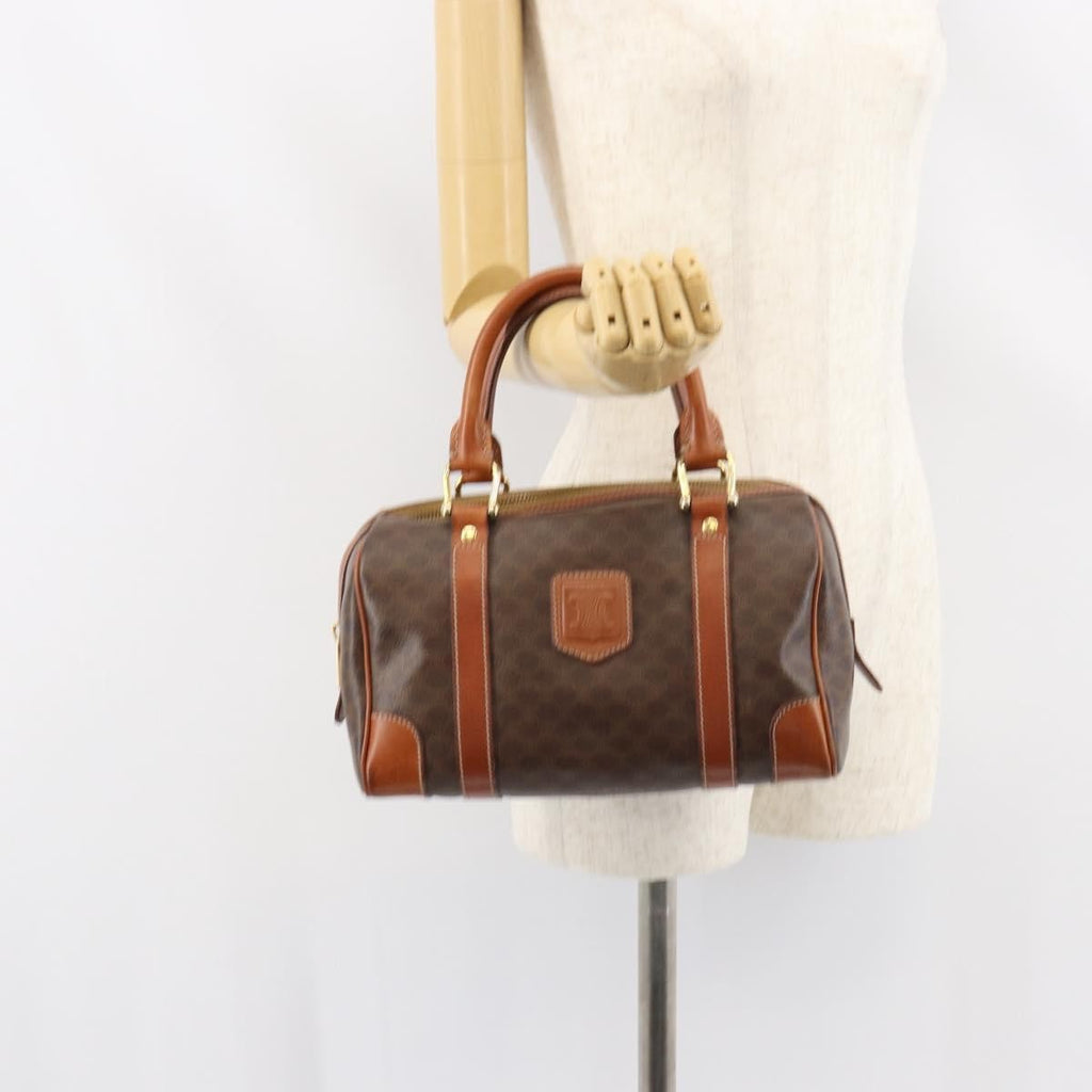Celine Vintage Macadam Handbag Canvas And Leather Brown Canvas Handbag