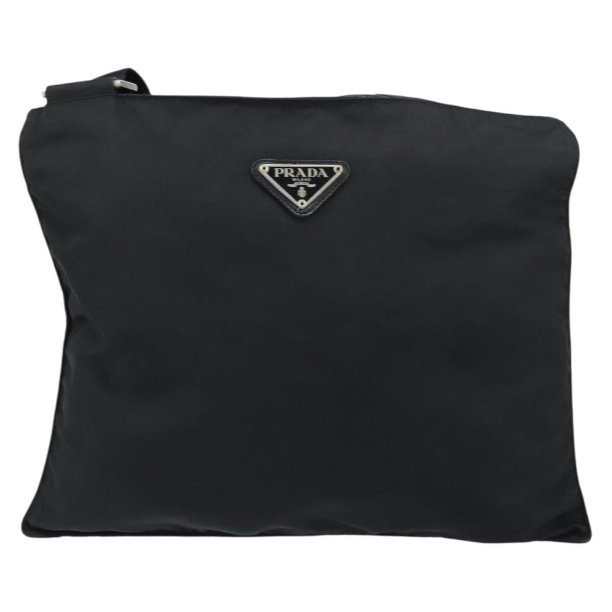 Prada Flat Messenger Bag Tessuto Black Nylon Shoulder Bag Bag
