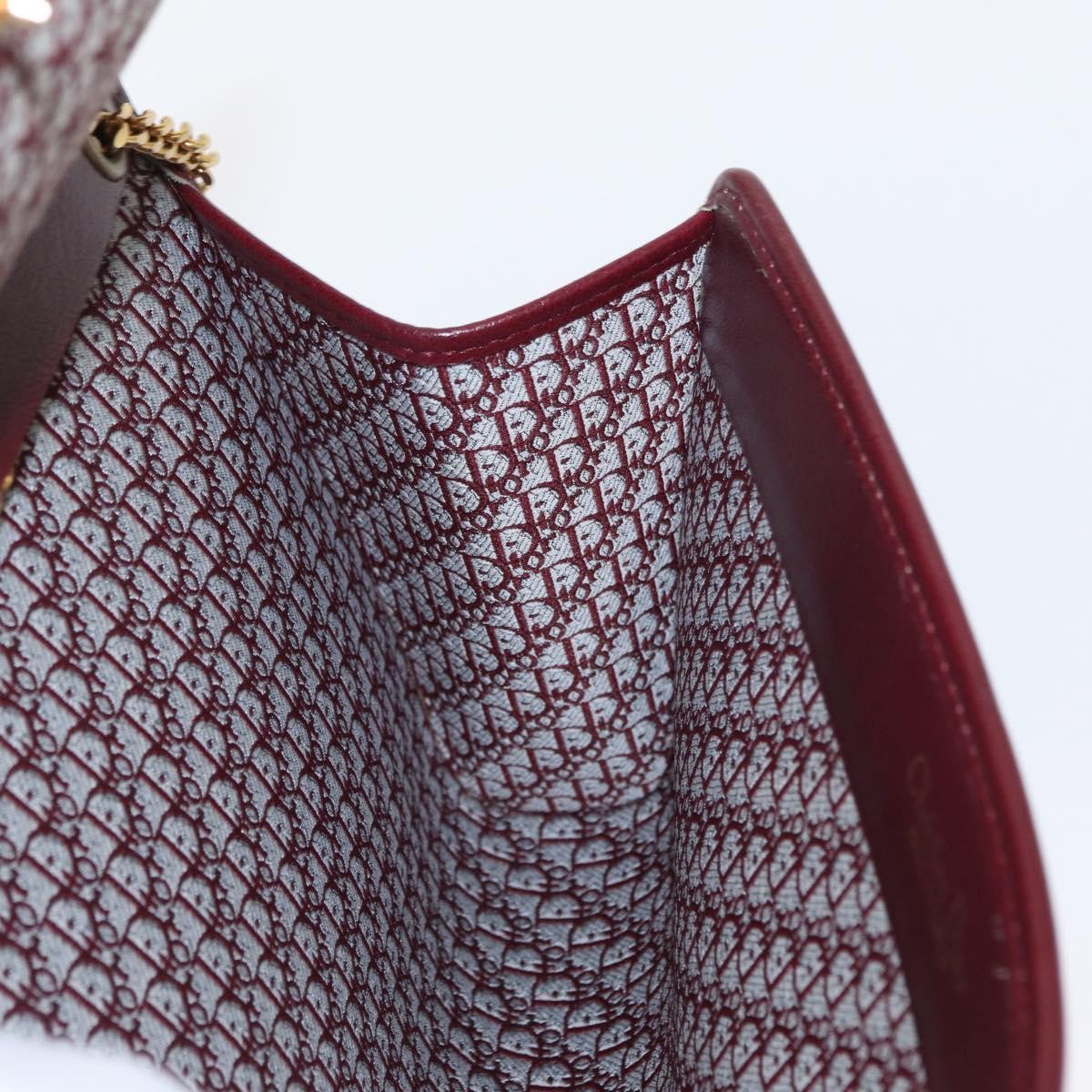 Christian Dior Vintage Chain Flap Shoulder Bag Leather Burgundy Leather Shoulder Bag Bag (Pre-Owned)