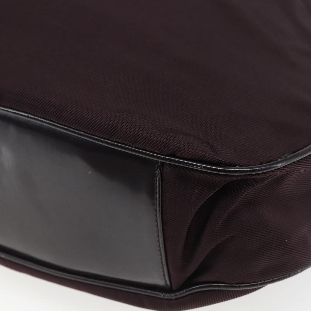 Gucci Vintage Bamboo Handle Bag Nylon Burgundy Nylon Handbag (Pre-Owned)