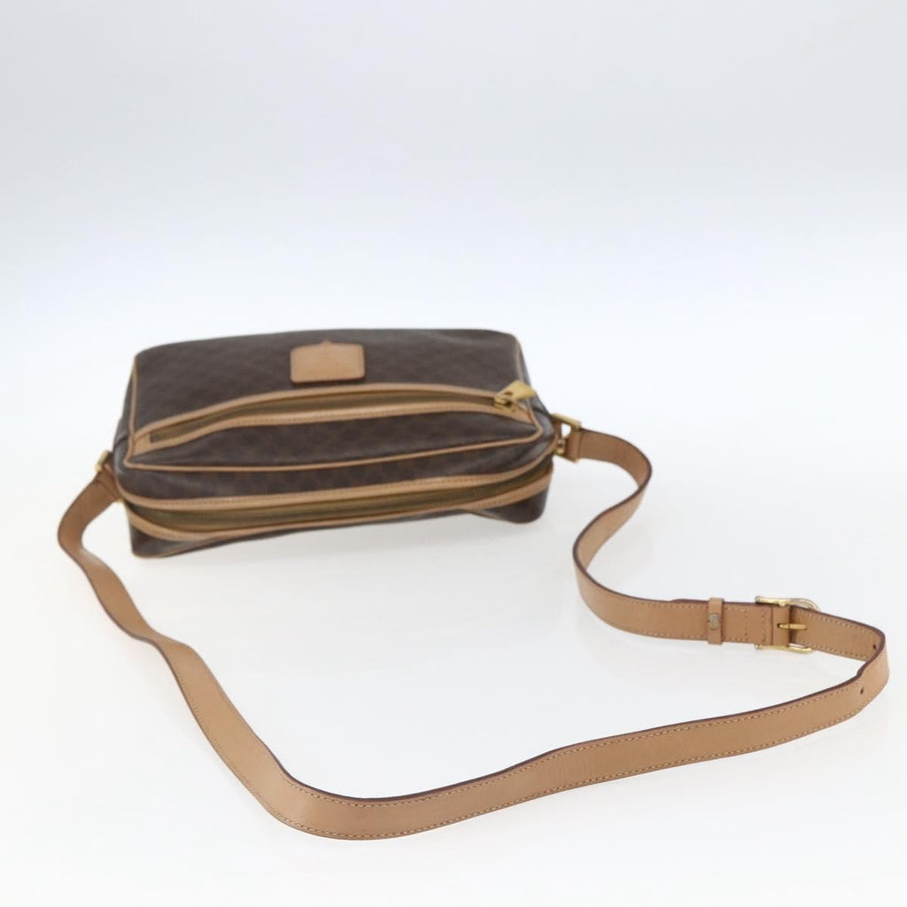 Celine Vintage Macadam Shoulder Bag Canvas And Leather Brown Canvas Shoulder Bag Bag