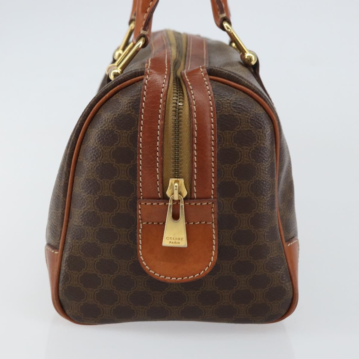 Celine Vintage Macadam Handbag Canvas And Leather Brown Canvas Handbag