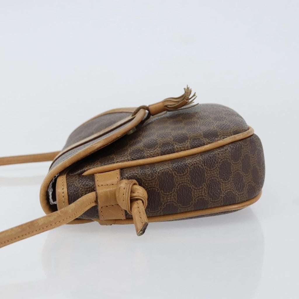 Celine Vintage Macadam Shoulder Bag Canvas And Leather Brown Canvas Shoulder Bag Bag