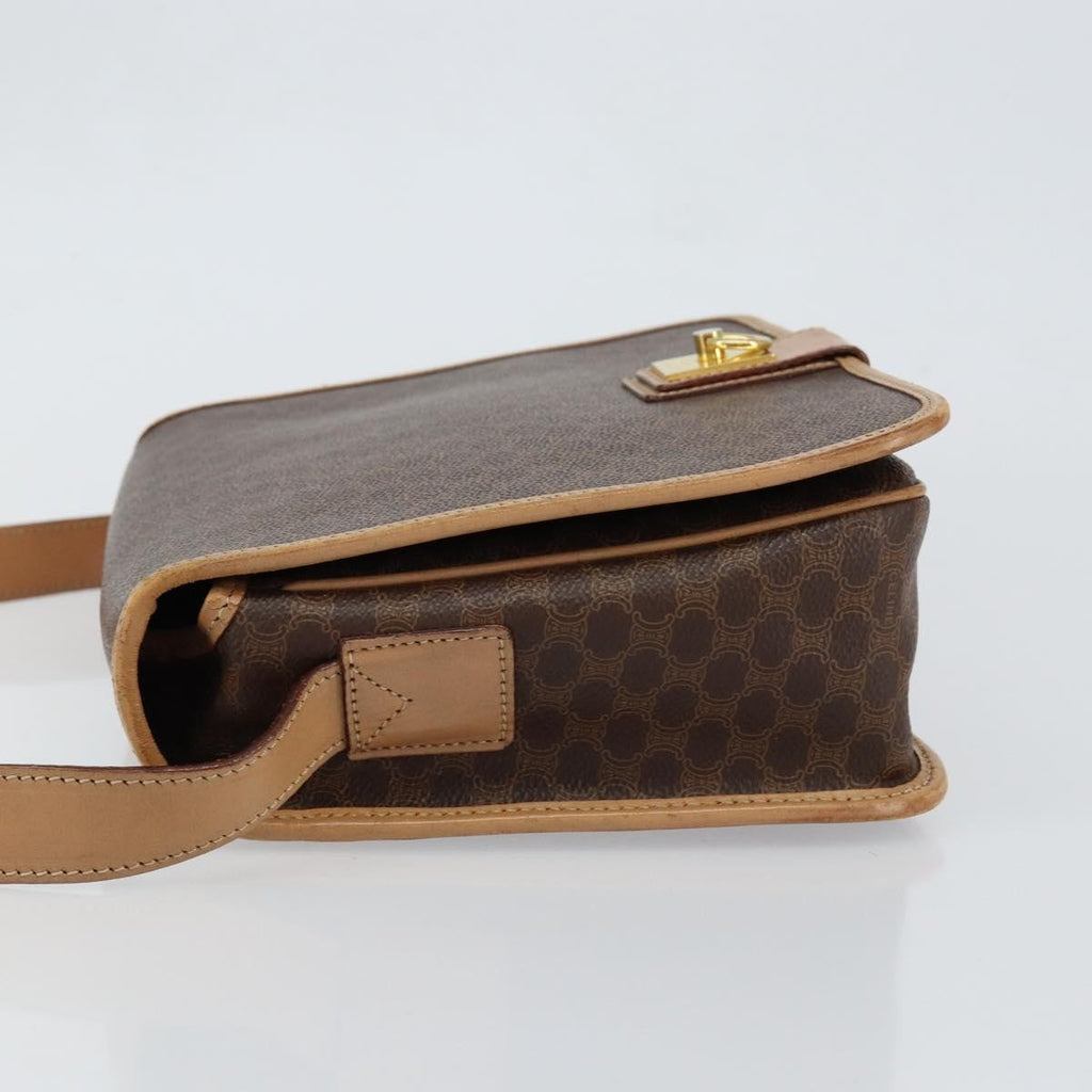 Celine Vintage Macadam Shoulder Bag Canvas And Leather Brown Canvas Shoulder Bag Bag