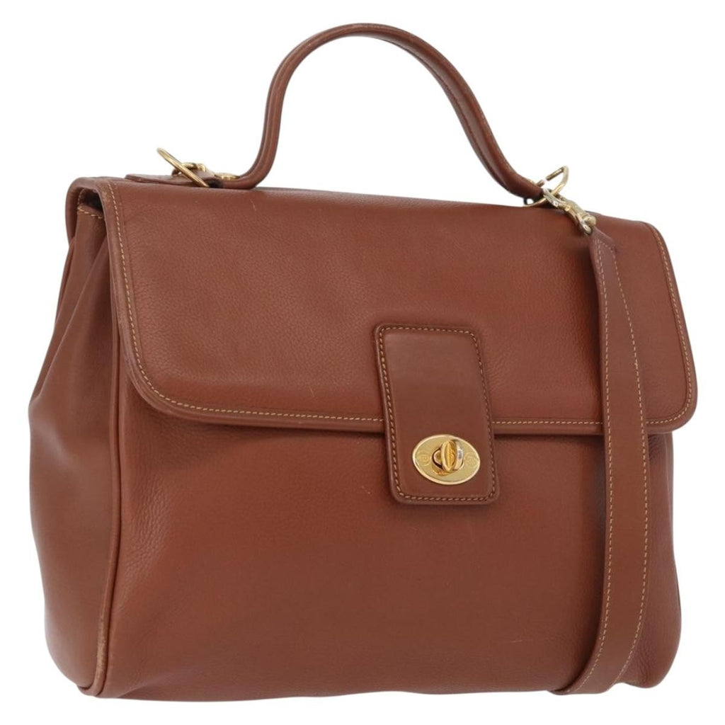 Gucci Vintage Handbag Leather Brown Leather Handbag (Pre-Owned)