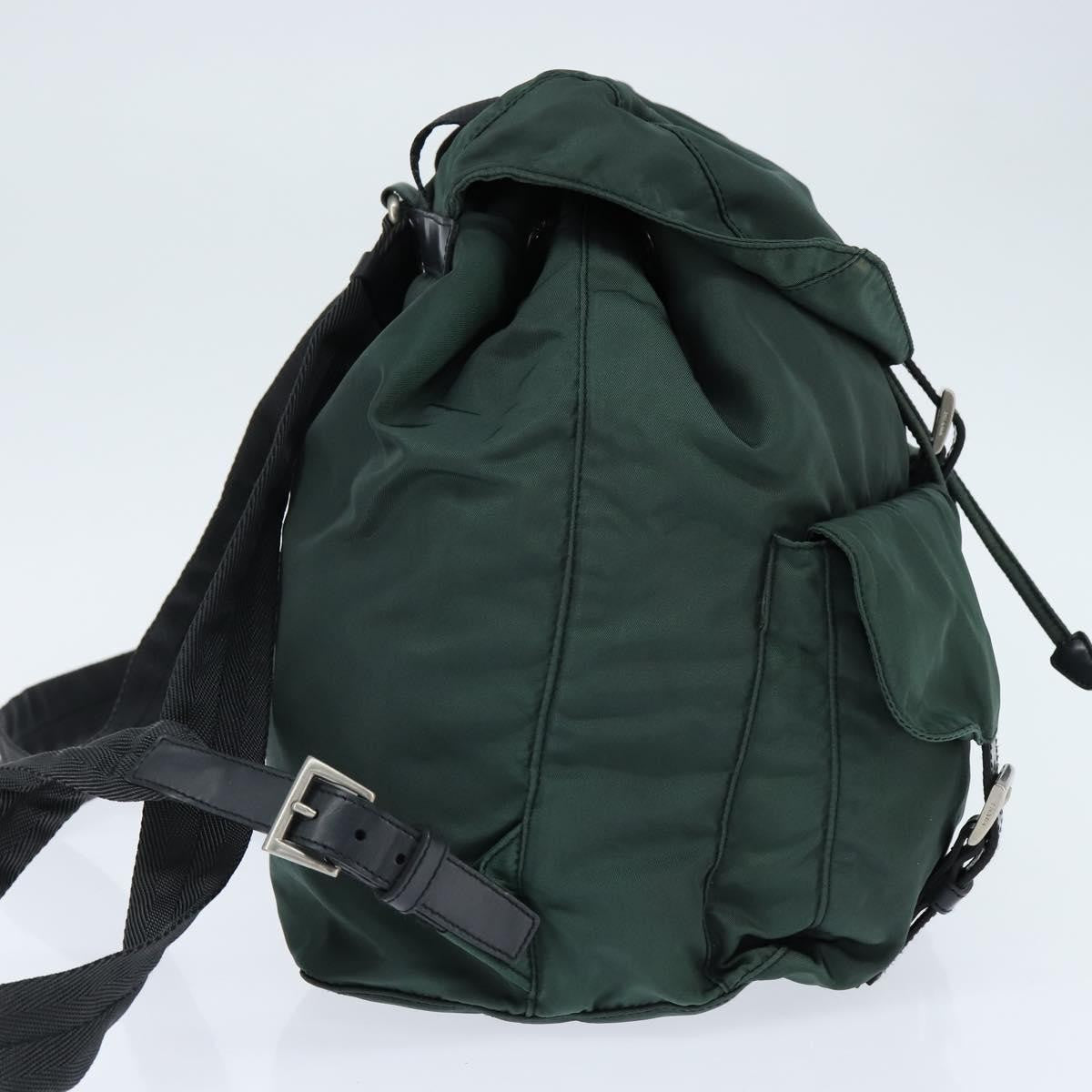 Prada Vela Double Front Pocket Backpack Tessuto With Saffiano Leather Khaki Nylon Backpack Bag