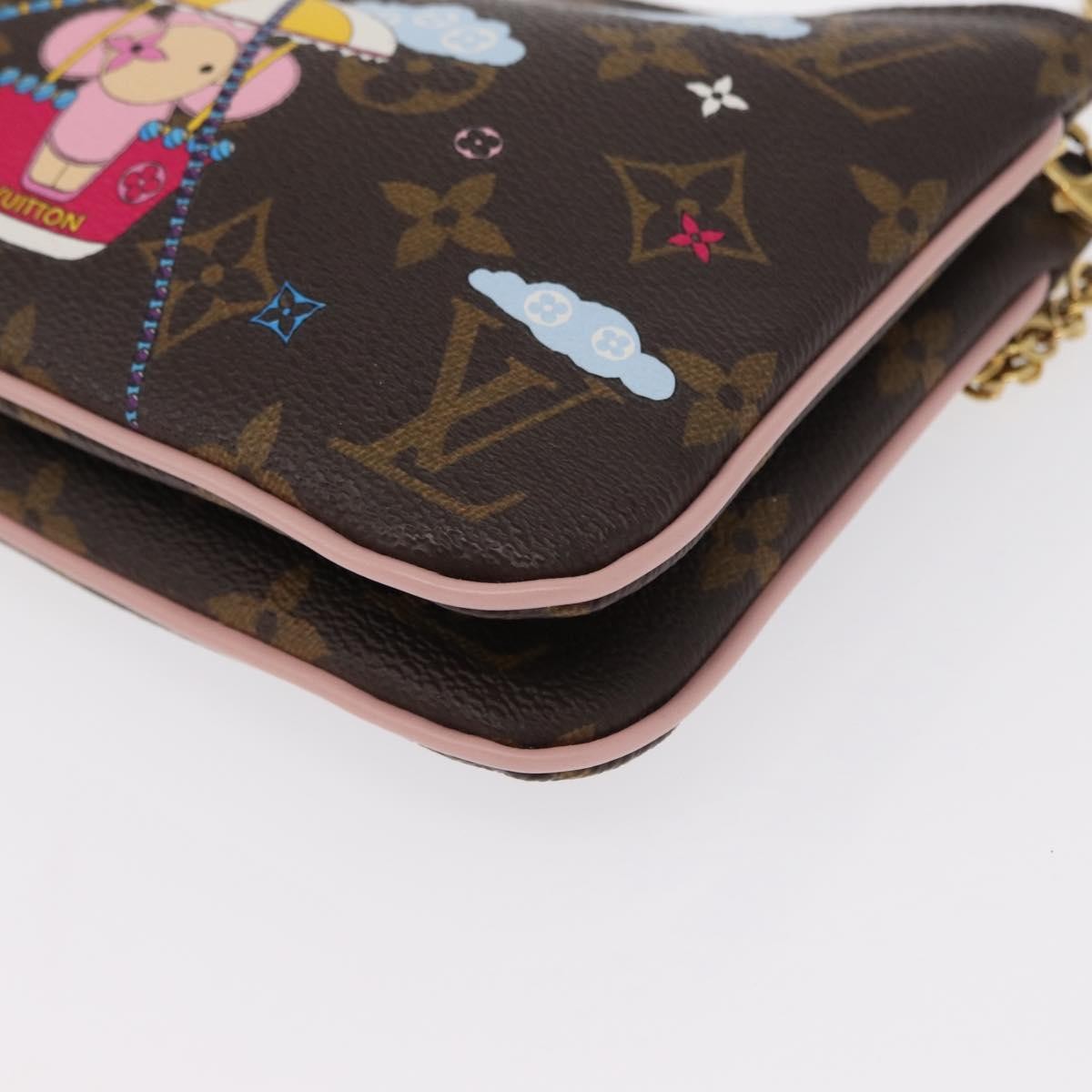 Louis Vuitton Double Zip Pochette Limited Edition Vivienne Xmas Monogram Canvas Brown Canvas Clutche & Pouche Bag