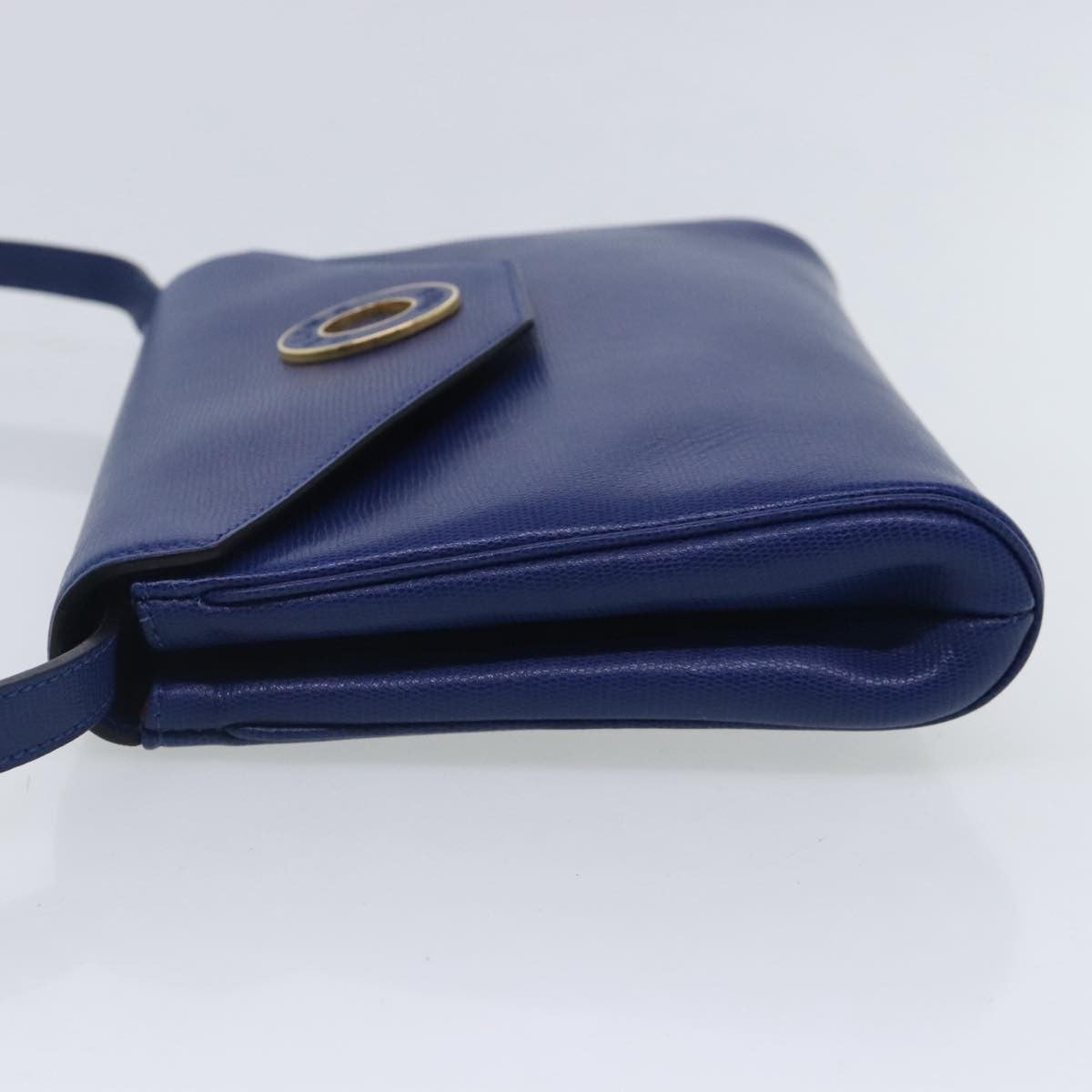 Celine Vintage Circle Logo Crossbody Bag Leather Blue Leather Shoulder Bag Bag