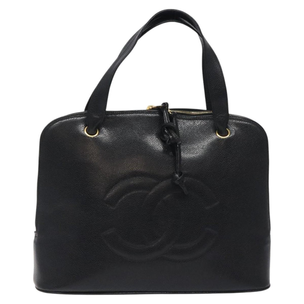 Chanel Vintage Cc Dome Bag Caviar Black Calfskin Handbag