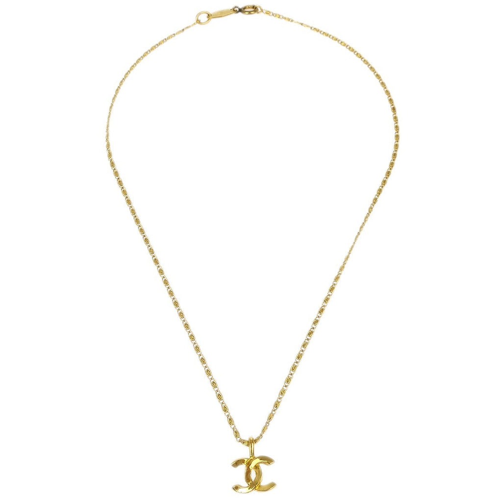 Chanel Cc Pendant Necklace Metal Gold Gold_Plated Necklace Jewelry
