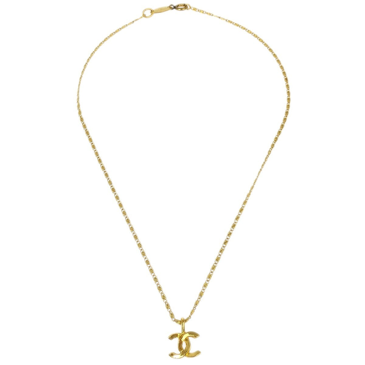 Chanel Cc Pendant Necklace Metal Gold Gold_Plated Necklace Jewelry