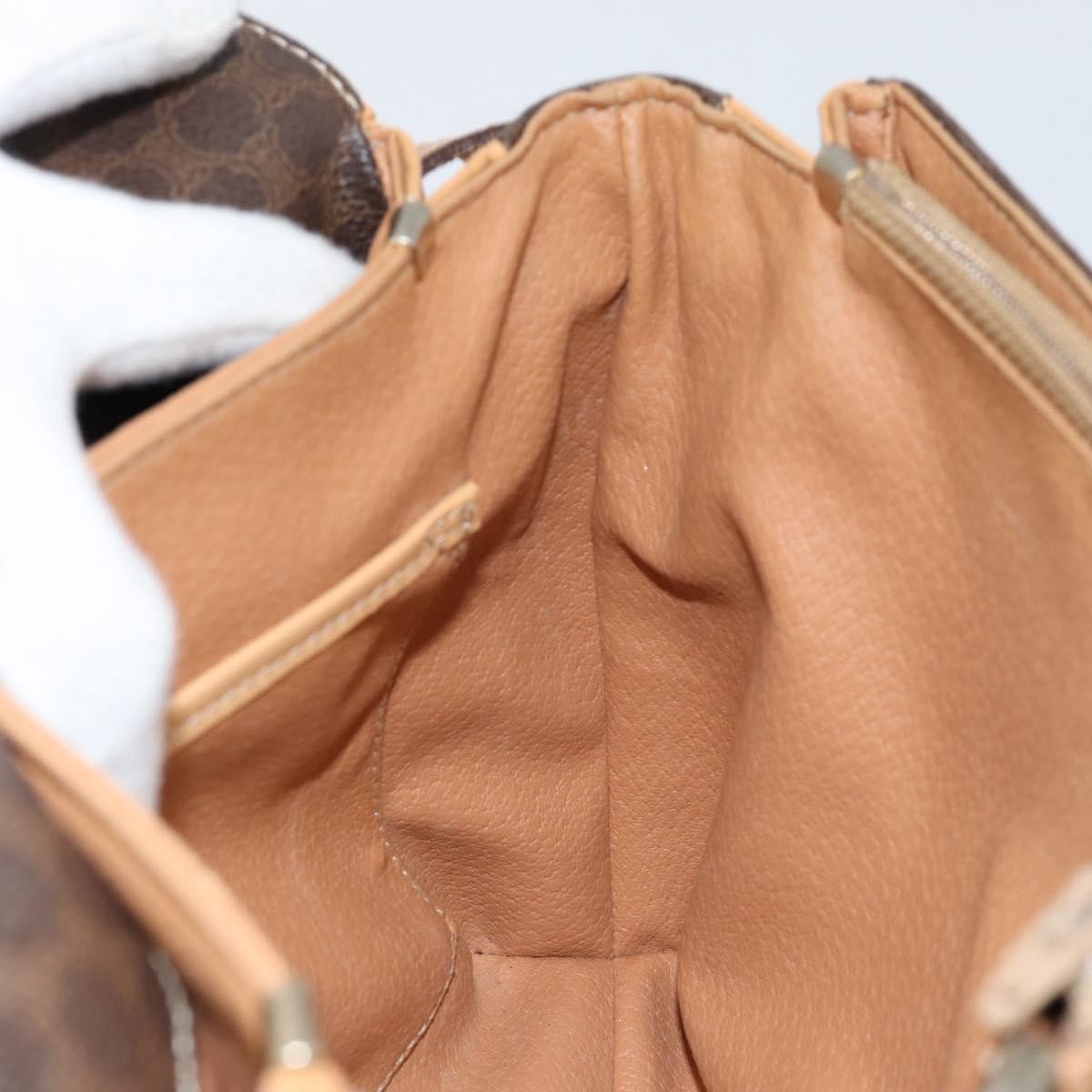 Celine Vintage Macadam Shoulder Bag Canvas And Leather Brown Canvas Shoulder Bag Bag