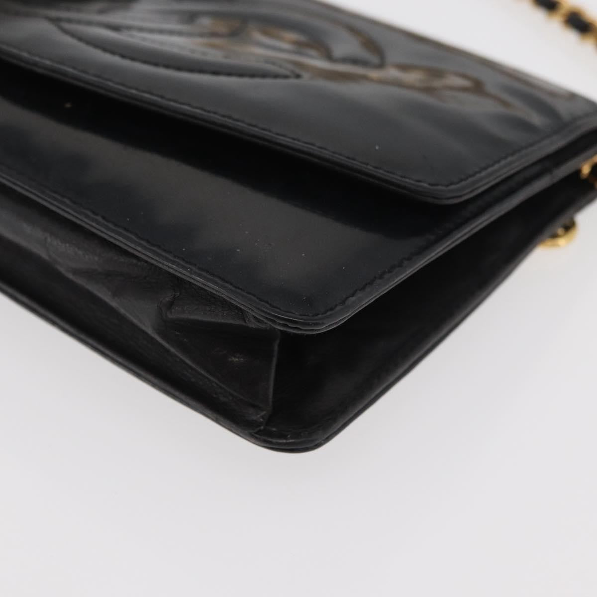 Chanel Vintage Cc Wallet On Chain Patent Black Patent_Leather Shoulder Bag Bag