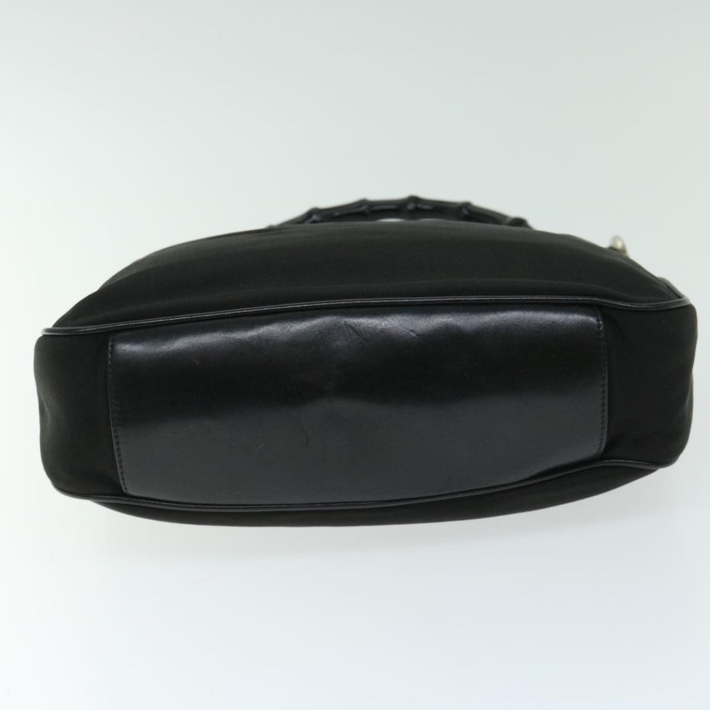 Gucci Vintage Bamboo Handle Bag Nylon Black Nylon Handbag (Pre-Owned)