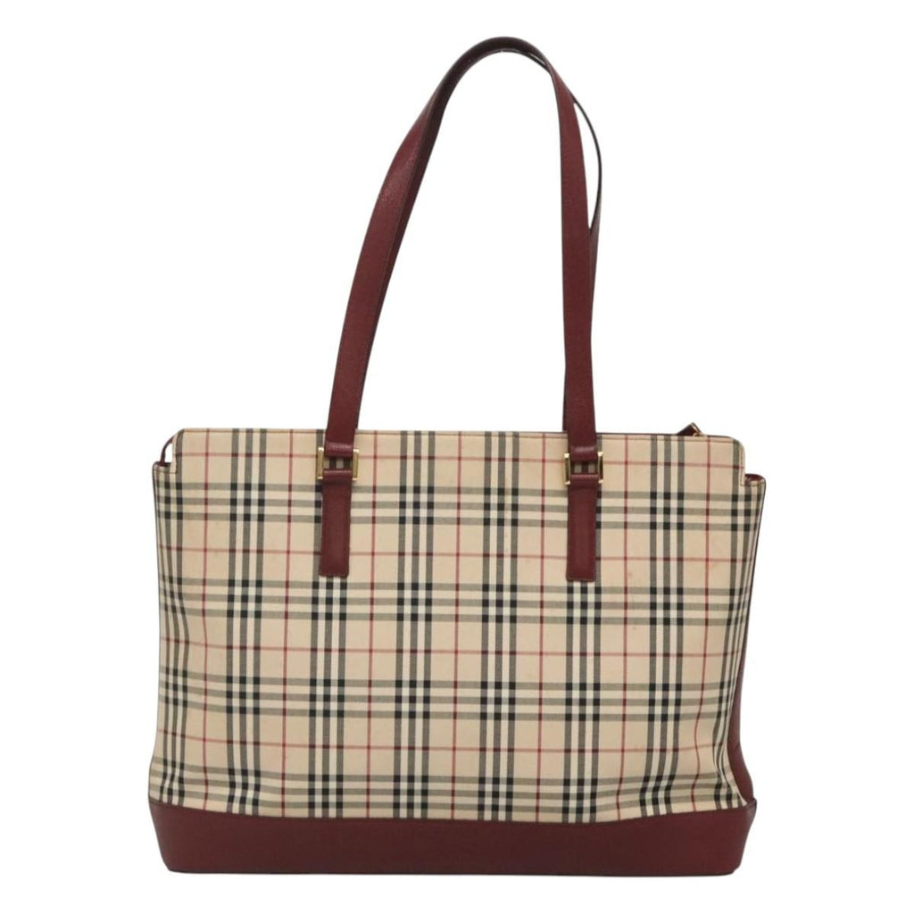 Burberry Nova Check Tote Canvas And Leather Beige Canvas Tote Bag