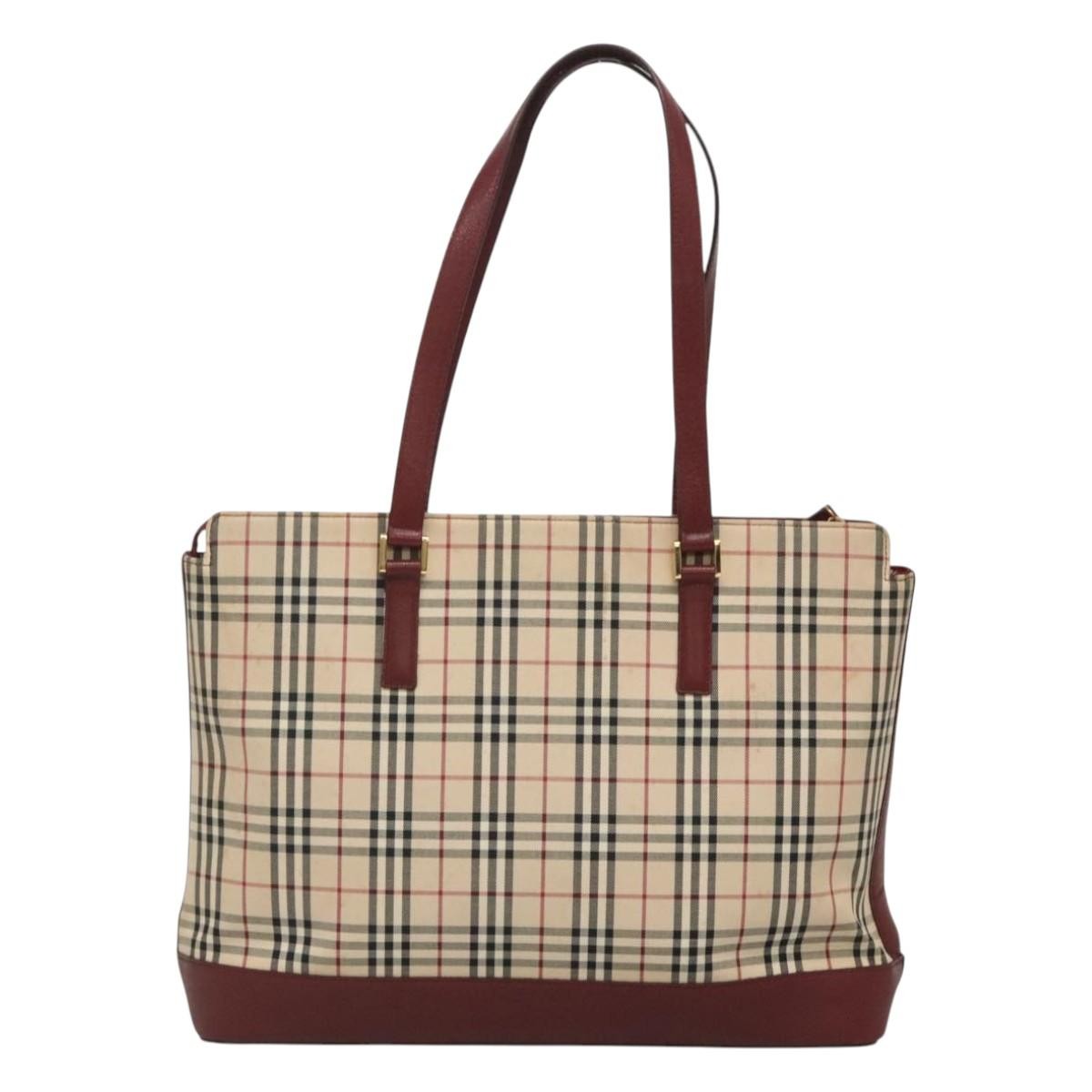 Burberry Nova Check Tote Canvas And Leather Beige Canvas Tote Bag