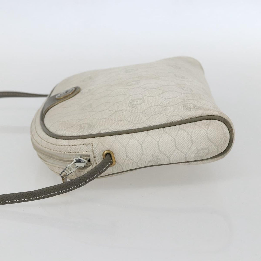 Christian Dior Vintage Honeycomb Shoulder Bag Canvas And Leather White Canvas Shoulder Bag Bag (Pre-Owned)