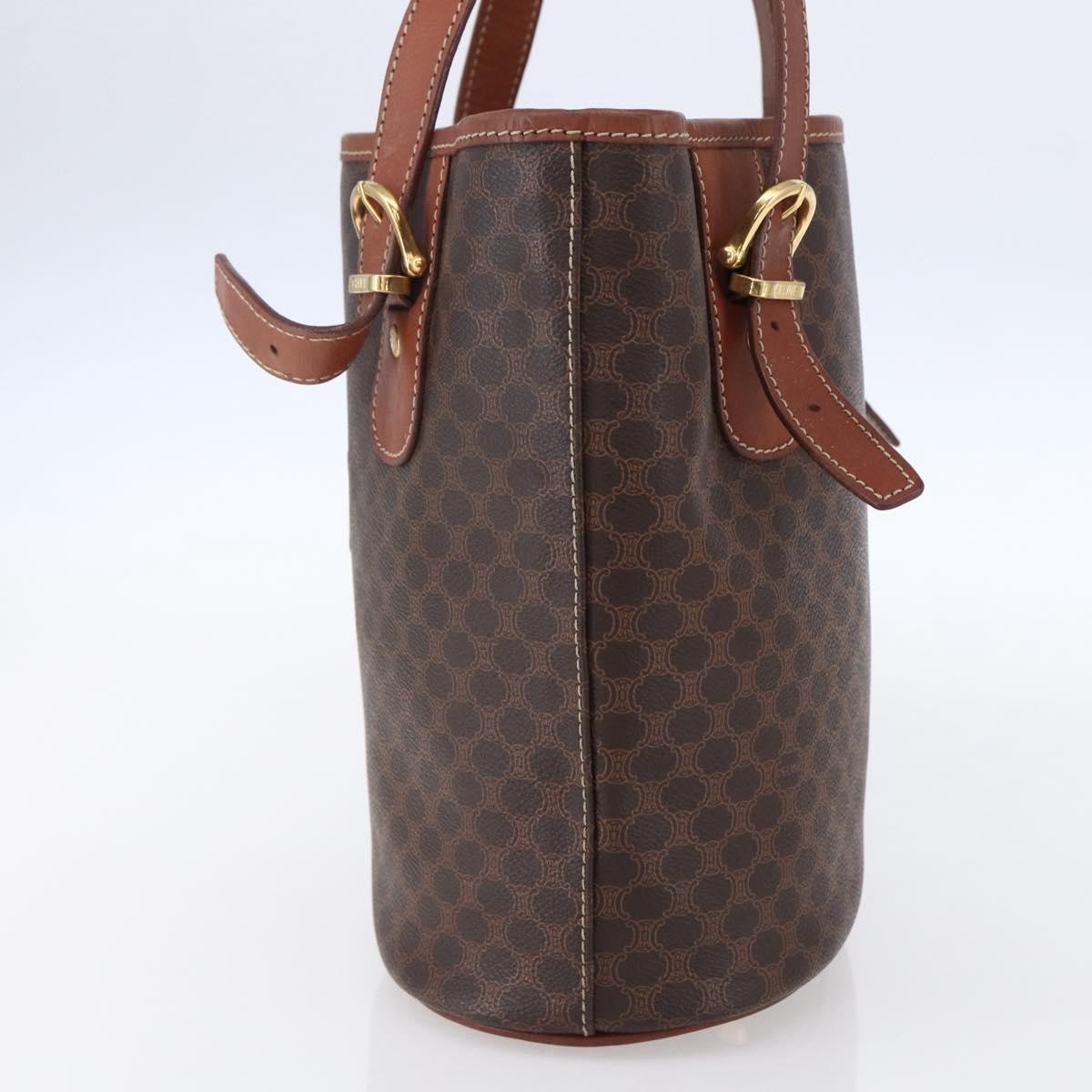 Celine Vintage Macadam Tote Bag Canvas Brown Canvas Tote Bag Bag