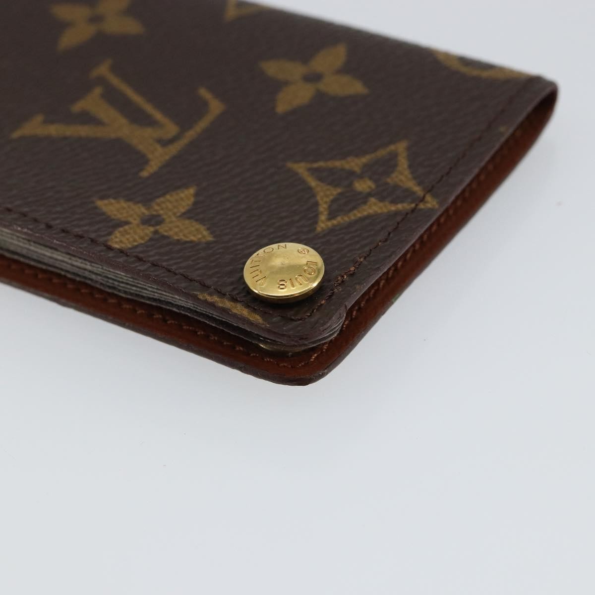 Louis Vuitton Porte Cartes Pression Card Case Monogram Canvas Brown Canvas Card Holders Accessory