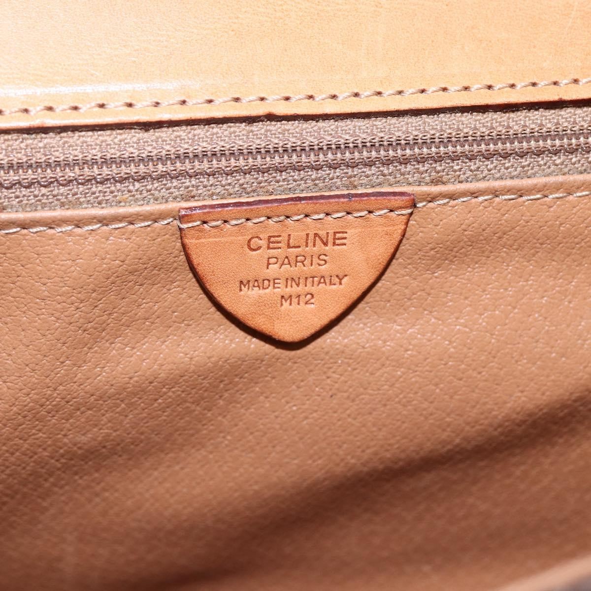Celine Vintage Macadam Circle Logo Shoulder Bag Canvas And Leather Brown Canvas Shoulder Bag Bag