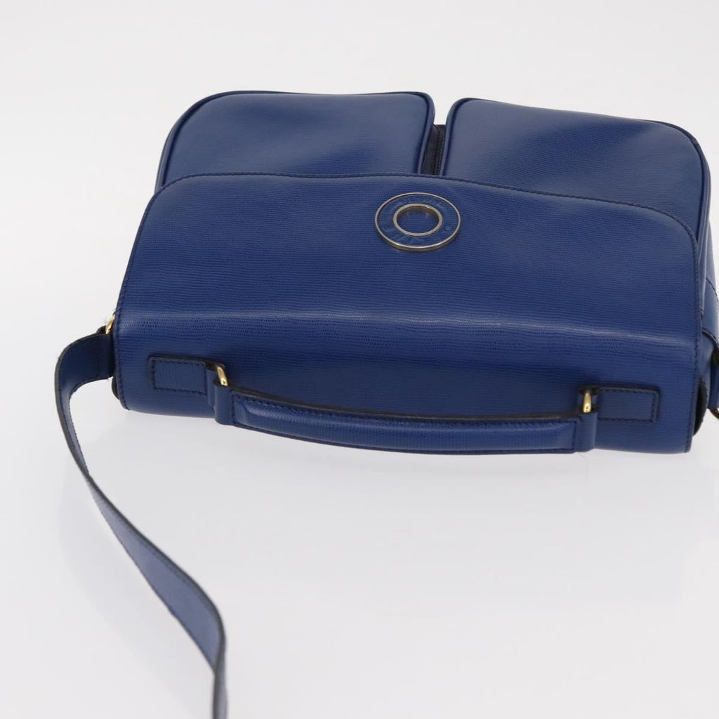 Celine Vintage Circle Logo Crossbody Bag Leather Blue Leather Shoulder Bag Bag