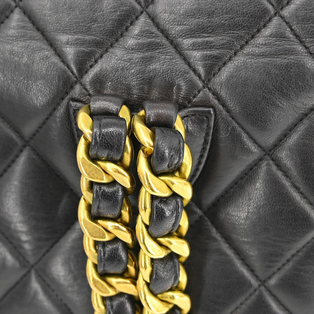 Chanel Duma Drawstring Backpack Quilted Leather Black Leather Backpack Bag