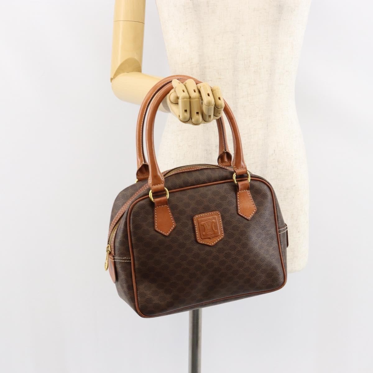 Celine Macadam Handbag Macadam With Leather Brown Canvas Handbag