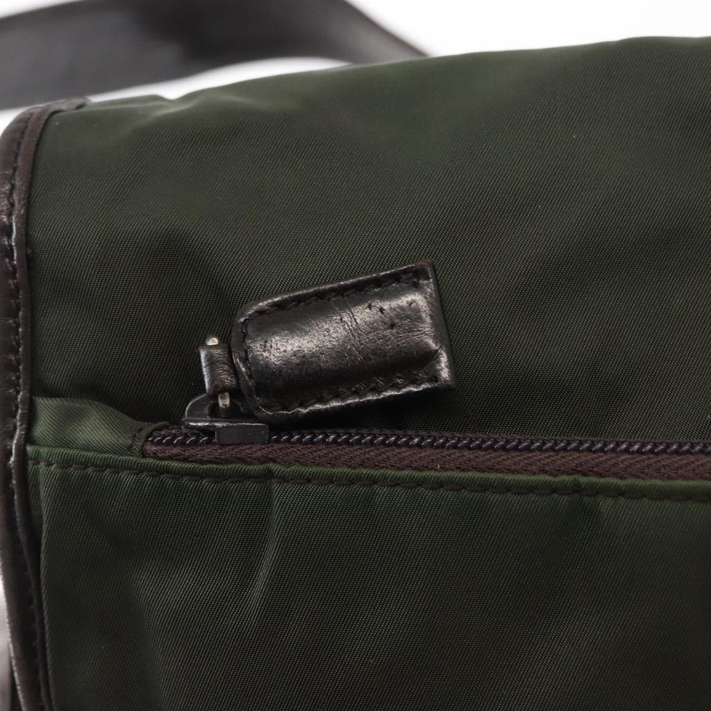 Prada Double Buckle Flap Messenger Bag Tessuto Khaki Nylon Shoulder Bag Bag