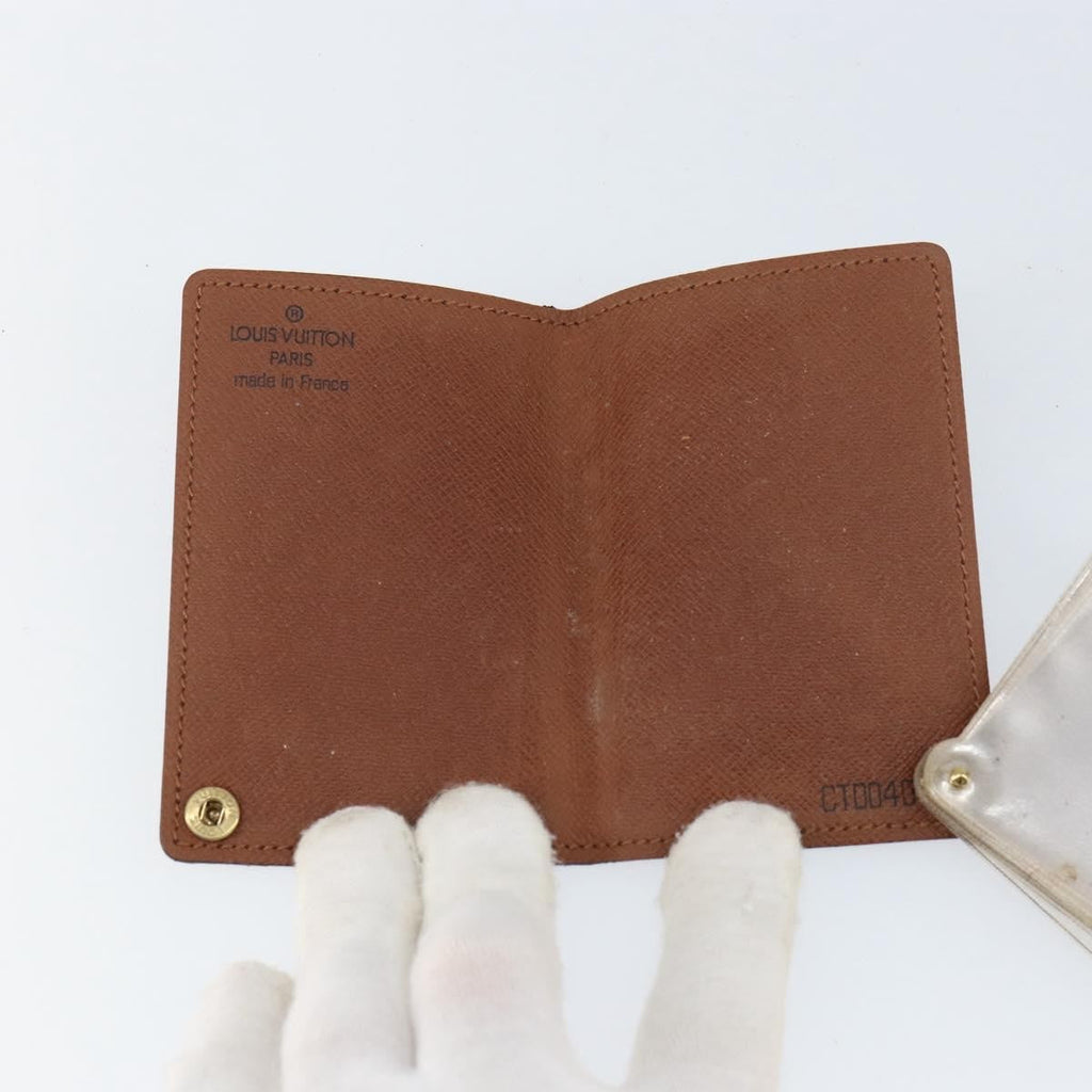 Louis Vuitton Porte Cartes Pression Card Case Monogram Canvas Brown Canvas Card Holders Accessory
