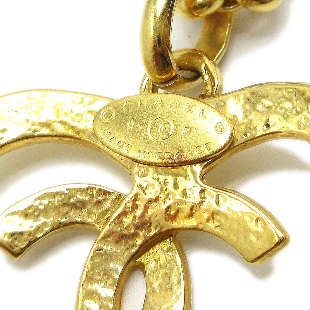 Chanel Cc Heart Pendant Necklace Metal Gold Gold_Plated Necklace Jewelry