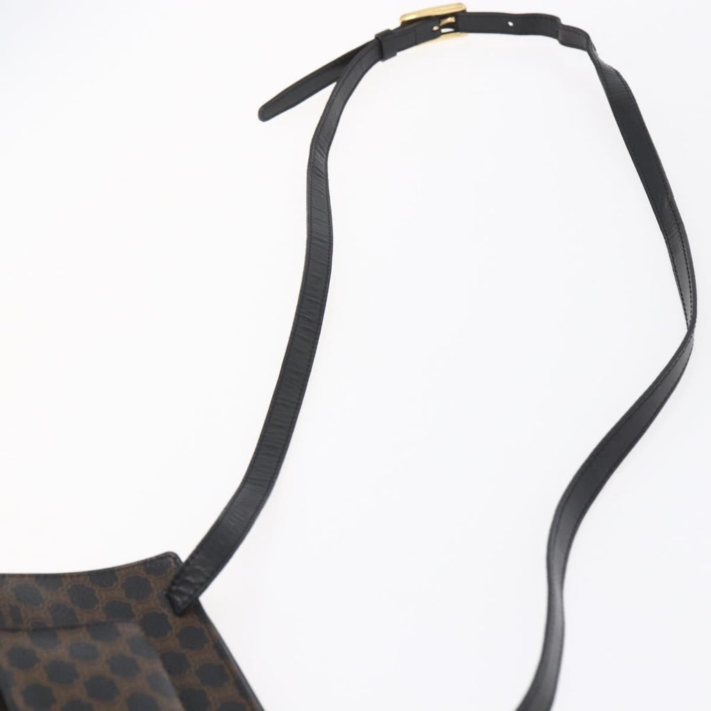 Celine Vintage Macadam Shoulder Bag Canvas Black Canvas Shoulder Bag Bag