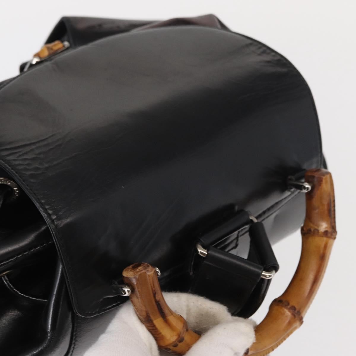 Gucci Vintage Bamboo Backpack Leather Black Leather Backpack Bag (Pre-Owned)
