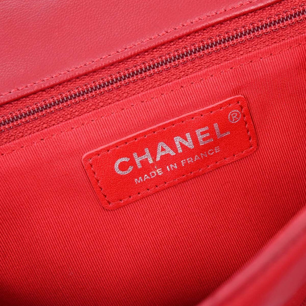 Chanel Hula Hoop Bag Quilted Lambskin Red Lamb Handbag