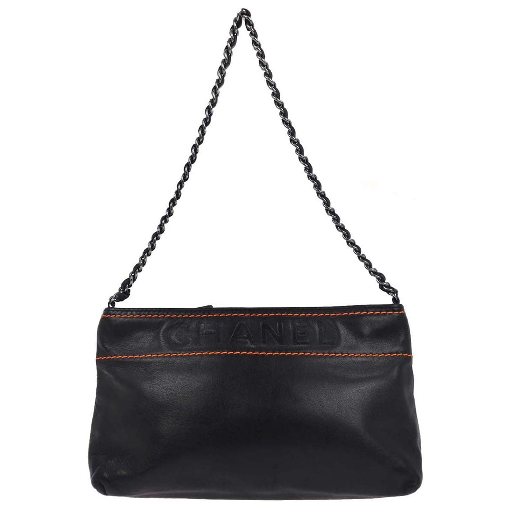 Chanel Lax Pochette Leather Black Leather Clutche & Pouche Bag